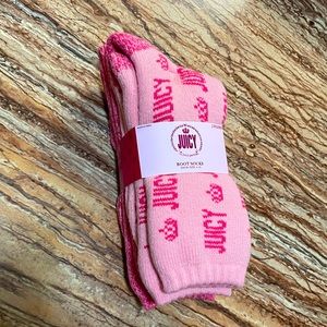 JUICY COUTURE | Soft PINK Cozy Time Lounge Knitted Crew Socks